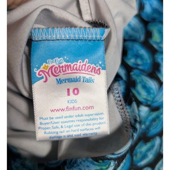 Fin Fun Starter Mermaid Tail WITHOUT Monofin Mermaidens Kids Blue Girls Size 10 - Picture 3 of 5